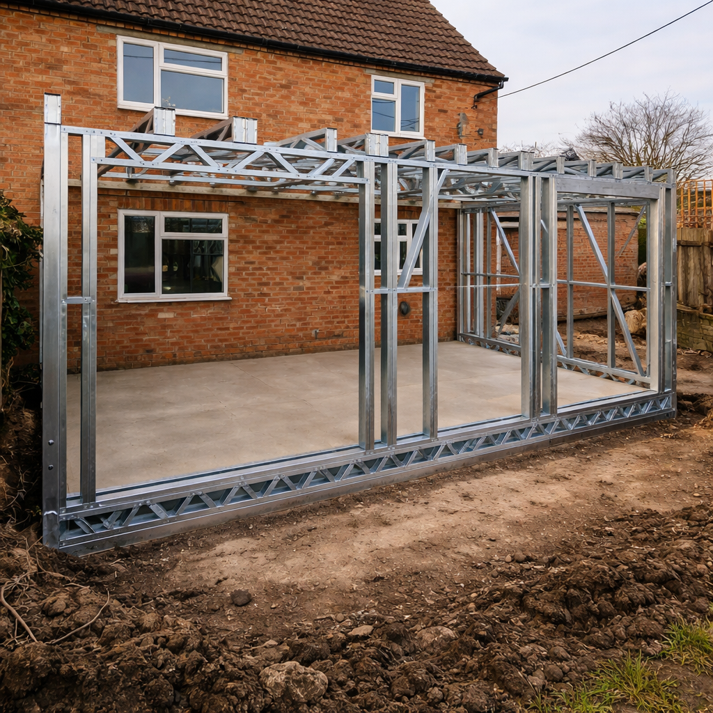 Concrete flooring installed in a home extension