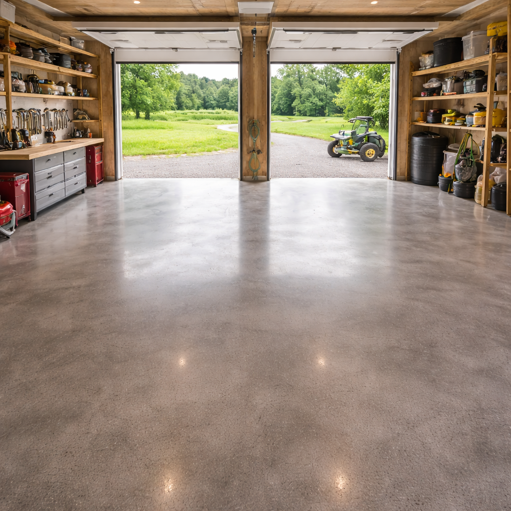 Concrete garage floor installation